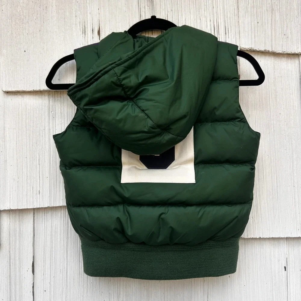 Ralph Lauren Kids Green Purple Down‎ Puffer Vest Hooded Crest Patch Size M 8/10
